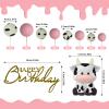14 Pcs Cow Cake Decorations Pearls Balls Cake Toppers with Gold Happy Birthday Acrylic Cake Topper for Farm Animal Theme Wedding Birthday Party Supplies (Pink) view 3