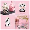 14 Pcs Cow Cake Decorations Pearls Balls Cake Toppers with Gold Happy Birthday Acrylic Cake Topper for Farm Animal Theme Wedding Birthday Party Supplies (Pink) view 4
