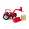 Big Country Toys Red Tractor & Implements, 1:20 Scale, Toy Tractor with Hay Bale and Bucket Attachment, Working Doors, Red, Ages 3 and Up view 1