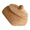 ABOOFAN 1pc Round Woven Storage Basket for Tea Table Organization Light Brown Remote Control Holder Stylish Sundries Organizer Natural Rattan Design for Home view 1