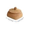 ABOOFAN 1pc Round Woven Storage Basket for Tea Table Organization Light Brown Remote Control Holder Stylish Sundries Organizer Natural Rattan Design for Home view 2