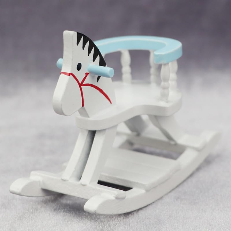 AirAds Dollhouse 1:12 Dollhouse Miniature Hobby Horse Rocking Horse Blue