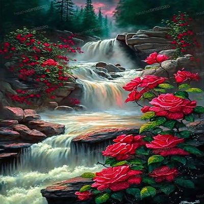 Forest Landscapes Puzzles for Adults 120 Piece - Rose Waterfall Jigsaw Puzzles, Enrich Spare Time & Exercise Your Brain Power. Finished Size: 8 X 10 Inch. for Fall Decor