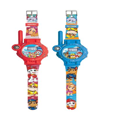 Lexibook, Paw Patrol Walkie Talkies Watches, Pack of 2, Range up to 200 m/600 Feet, Torch, Compass, Rechargeable, Blue/Red, DMWTW1PA