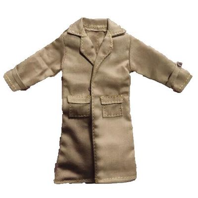 1/12 Scale Clothes Long Coat Model for 6" Figure Accessories (with Iron Wire at The Hem) (Brown)