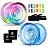 MAGICYOYO Pack of 2 Responsive Yoyos for Kids Beginners, K2 Crystal Yo-yos with 2 Yo Yo Gloves, 2 Yo yo Bags, 12 Yo yo Strings (Crystal Blue+Blue Pink Yellow) view 1