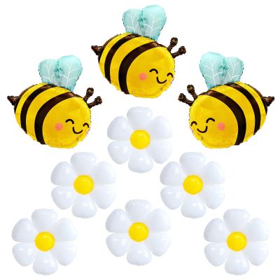 3pcs Bee Balloon 6Pcs Daisy Flower foil Balloons Bumble Bee foil Balloon for Daisy Bee Theme Birthday Baby Shower Wedding Party Decorations Supplies