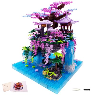 Alizdd Micro Building Blocks SetsChinese Moon Palace Architecture and Cherry Blossom Bonsai Tree Building Toys for AdultsJapanese Sakura House ModelCreative Mini Bricks Gift for Kids 14+2588 PCS