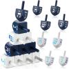 Jenaai 100 Pieces Purim Wooden Dreidel White Blue Natural Wood Dreidels for Passover Party Decorations Projects Crafts Family Fun (1.6 Inch) view 1