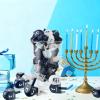 Jenaai 100 Pieces Purim Wooden Dreidel White Blue Natural Wood Dreidels for Passover Party Decorations Projects Crafts Family Fun (1.6 Inch) view 4