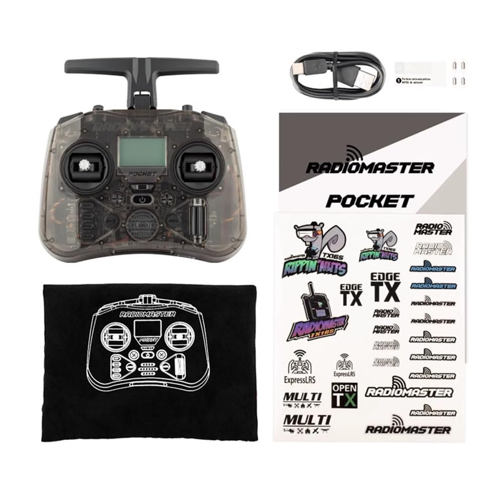 Radiomaster Pocket ELRS Hall Gimbal Transmitter Remote Control Portable Lightweight Built in LED Light Foldable AntennaBlack Mode 2