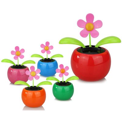 4pcs Solar Powered Dancing Flower Shaking Head Car Office Decoration (As Shown)