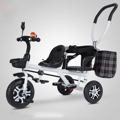 ButxeT Kids Tricycle-3 in 1 Kids Trike Bike Stroller- with Removable Push Handle-with Storage Basket-Safety Harness-1-6 Years Old Boy Girl Outdoor Toy Gifts,White