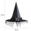 Ankelesz Halloween Witch Hat See-Through Lace Veils Printed Hats Wizard Hat for Women Cosplay Accessories (Black) view 3