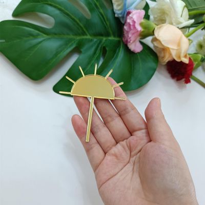10pcs Sun Cake Topper Decoration,Acrylic Cake Charm Topper,Boho Sun Cupcake Toppers, Sunshine Party Decor (4'', Gold Mirror)