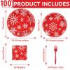 100 PCS Merry Christmas Tableware Set Christmas Theme Party Supplies Serves 25 guests Snowflakes Paper Plates Xmas napkins Bulk Christmas Dinnerware Set for Xmas Party Decorations Disposable Tableware view 2