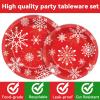 100 PCS Merry Christmas Tableware Set Christmas Theme Party Supplies Serves 25 guests Snowflakes Paper Plates Xmas napkins Bulk Christmas Dinnerware Set for Xmas Party Decorations Disposable Tableware view 4