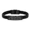 Don't Bother Me, I'm Juggling. Juggling Braided Leather Bracelet, Cool Juggling Gifts, Engraved Bracelet For Friends from Friends, Juggling balls, Juggling clubs, Juggling knives, Juggling torches, view 1