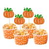 24Pcs Pumpkin Cupcake Toppers Glitter Fall Theme Cupcake Picks Pumpkin Themed Baby Shower Birthday Thanksgiving Halloween Party Cake Decorations Supplies Orange view 1
