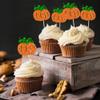24Pcs Pumpkin Cupcake Toppers Glitter Fall Theme Cupcake Picks Pumpkin Themed Baby Shower Birthday Thanksgiving Halloween Party Cake Decorations Supplies Orange view 4
