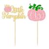 24Pcs Little Pumpkin Cupcake Toppers Glitter Girl Baby Shower Fall Theme Cupcake Picks Pumpkin Cake Decorations for Thanksgiving Halloween Baby Shower Kids Birthday Party Supplies Pink view 3