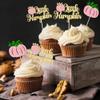 24Pcs Little Pumpkin Cupcake Toppers Glitter Girl Baby Shower Fall Theme Cupcake Picks Pumpkin Cake Decorations for Thanksgiving Halloween Baby Shower Kids Birthday Party Supplies Pink view 4