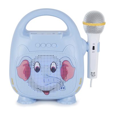 Singimals Kids Karaoke Speaker with Microphone - Unleash Your Child's Inner Superstar, Bluetooth v5.1, 12H Playtime, 5W Speaker, Multicolor LED Lighting, Elliot The Elephant