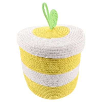 Cabilock Cotton Rope Storage Basket Lid Decorative Organizing Basket for Sundries Toys and Laundry Large Capacity Cotton Rope Bin for Home and Clutter Management