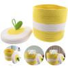 Cabilock Cotton Rope Storage Basket Lid Decorative Organizing Basket for Sundries Toys and Laundry Large Capacity Cotton Rope Bin for Home and Clutter Management view 3