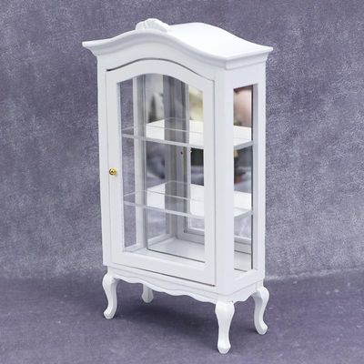 AirAds Dollhouse 1:12 Scale Dollhouse Miniature Furniture Hutch Display Cabinet w/Mirror White
