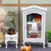 AirAds Dollhouse 1:12 Scale Dollhouse Miniature Furniture Hutch Display Cabinet w/Mirror White view 2