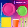 Tioncy 350 Pcs Neon Glow Party Supplies Serves 50, Plates Napkins Cups view 2