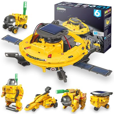STEM Projects for Kids Ages 8-12 Solar Robot Kit 6-in-1 Space Toys for 10-Year-Old Boy Girl Gift Toys Science Kits Christmas Birthday Gifts for 8 9 10 11 12 Year Old, Yellow
