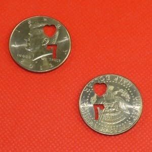 blue-ther 7 of Hearts/3 of Square Half Dollar Brand Coin Magic Tricks Magician Close Up Illusions Accessory Gimmick Props Prediction Magia (7 of Hearts)