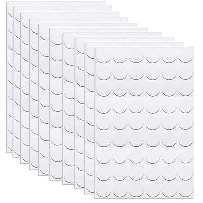 10 Sheets/ 540Pcs Screw Hole Cover Stickers 21mm Dia Self Adhesive Screw Covers Caps PVC Dustproof Sticker Screw Hole Decorative Stickers for Cabinet Shelf Wardrobe Furniture Accessories, White