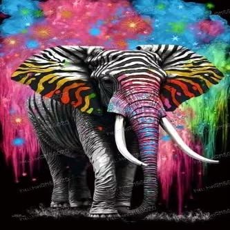 1000 Piece Animal Puzzle for Beginners - Colorful Fireworks Elephant Jigsaw Puzzles - DIY Puzzle with Letters On Back - Comes with A Poster, for Wall Decor & Toys Gift