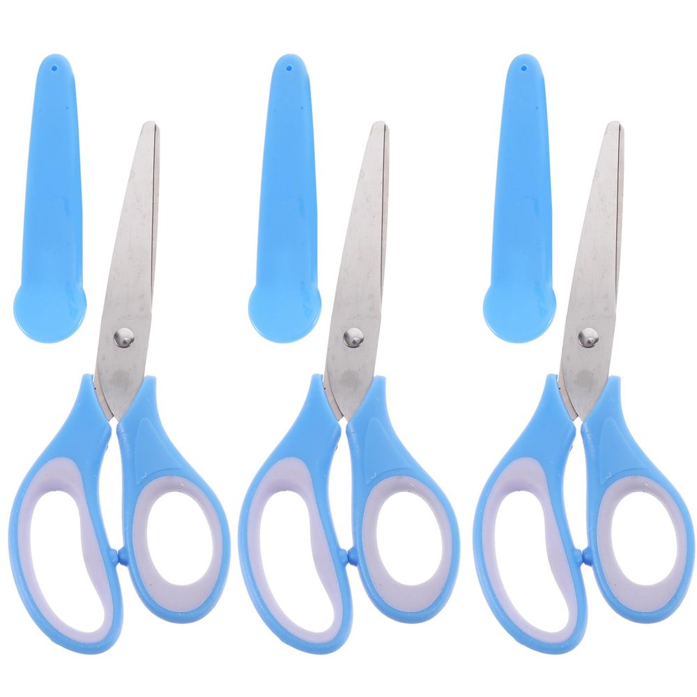 ibasenice 3pcs Multi- Scissors for Boy Girl Lightweight and Portable Craft Scissors with Protective Covers for Scrapbooking and Projects