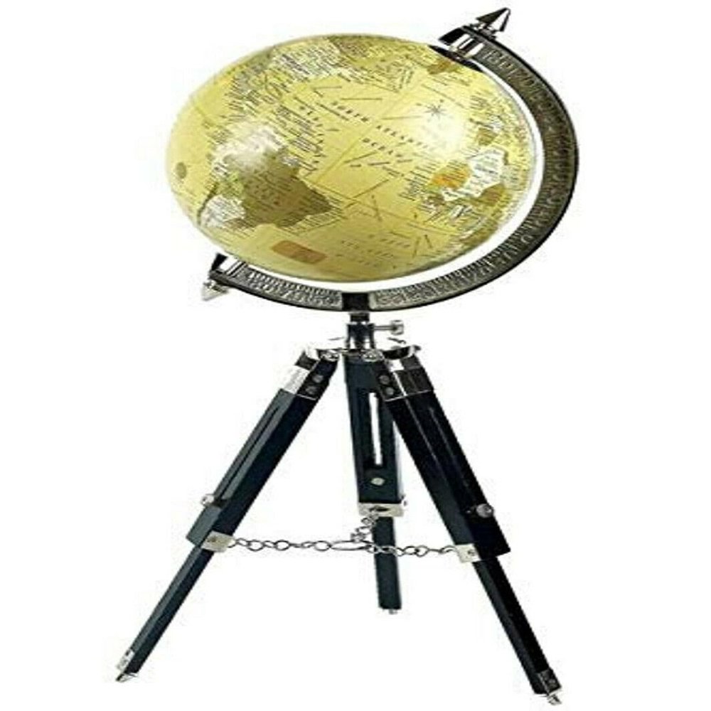 25" Antique Globe Model Replica With Wooden Tripod World Replica For Learning And Education