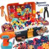 CZOALX Magic Montessori Play Toolbox, Design and Drill Toy, Kids Tool Set Box Kit for Toddler 3-5 Drill and Screw Toys, Building STEM Educational Kids Real Power Tools Toy for Boy Girl view 1