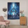 Adjustable Blackout Shades, Blue Portable Blackout Curtain, Birth Night Christmas Star Print Adjustable Temporary Blackout Shades,59W x84L Inch, for Nursery,Children Kids Bedroom or Travel Use view 3