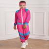 Fldy Boys Girls 80s 90s Tracksuit 3pcs Windbreaker Pants Headband Set Retro Disco Hippie Costumes Halloween Cosplay Pink 4-6 Years view 2