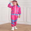 Fldy Boys Girls 80s 90s Tracksuit 3pcs Windbreaker Pants Headband Set Retro Disco Hippie Costumes Halloween Cosplay Pink 4-6 Years view 3