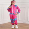 Fldy Boys Girls 80s 90s Tracksuit 3pcs Windbreaker Pants Headband Set Retro Disco Hippie Costumes Halloween Cosplay Pink 4-6 Years view 4