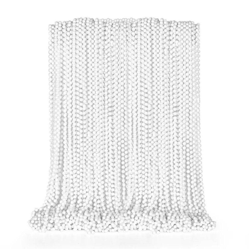 EOBOH 50PCS Bead Necklace, White Mardi Gras Bead Necklace Stuff Party Favors, 33" Mardi Gras Beads Necklaces, Festival Parade Throw Accessories for Wedding Birthday Celebrations Decorations
