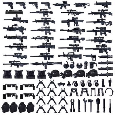 HIMIRICH Weapon Pack Military Accessories Kits Toys, 90+ Pieces Army Battle Gun Toys, Parts Compatible with Mini Figure Brick, Suitable for Ages 6+