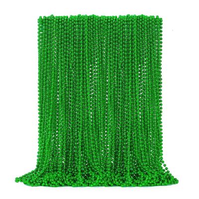 50PCS St Patricks Day Necklace, St. Patrick's Day Green Bead Necklace Accessories, Metallic Irish Saint Patrick Mardi Gras Necklaces Bulk, Parade Throw Accessories for Mardi Gras St. Patricks Party