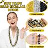 48PCS New Years Necklace, 3 Kinds New Years Eve Bead Necklaces Party Supplies 2026 Bulk, HAPPY NEW YEAR Star Necklace Accessories, Black Gold Silver Bead Necklace 2026 for New Year Party Decorations view 3