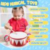 Boao 2 Pcs Kids Drum Set, 8 Inch Toddler Drum Wooden Toy with Adjustable Strap and 4 Drumsticks, Educational Sensory Musical Instrument for Toddlers Kid Baby Boys Girls Gift (Flag) view 4