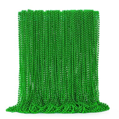 EOBOH 72PCS Green Bead Necklace, Mardi Gras Beads Necklace Accessories Bulk, Mardi Gras Xmas Necklaces, Parade Throw Accessories for Wedding Birthday Mardi Gras St. Patricks Christmas Decorations