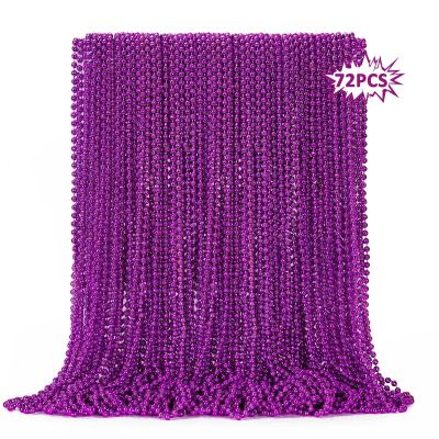 EOBOH 72PCS Mardi Gras Beads, Purple Bead Necklace Party Favors, 33" Beaded Necklaces Bulk, Festival Parade Throw Accessories for Halloween Mardi Gras Wedding Birthday Celebrations Decorations